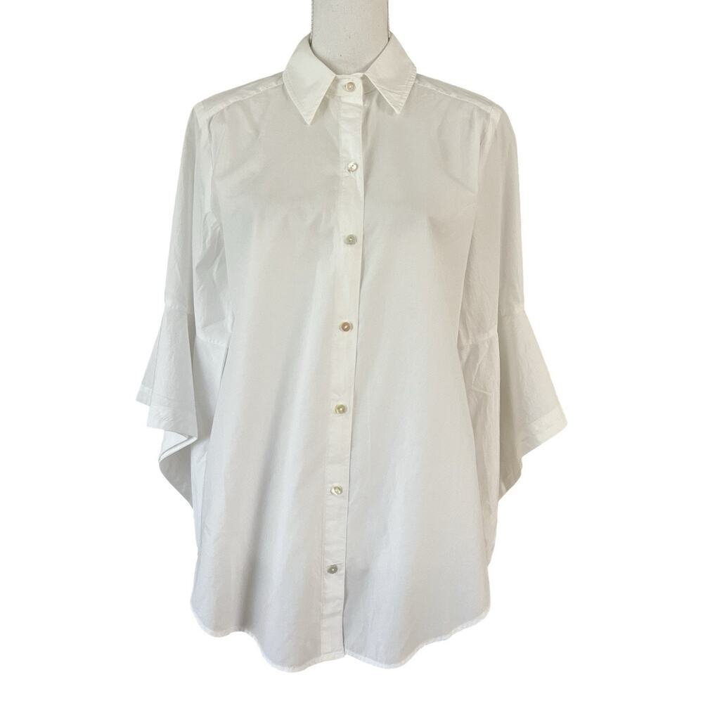 LILLY PULITZER Natalia Resort Cotton Split Long Sleeve Button Shirt Size M White